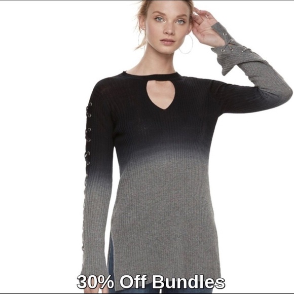 Rock & Republic Sweaters - Rock & Republic | Dip-Dyed Lace Up Sweater